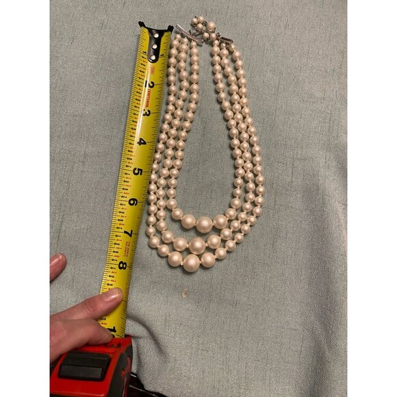 Vintage Triple Strand Necklace BUNDLE (2) | Faux Pearl Graduated Choker + Chunky - Picture 7 of 13